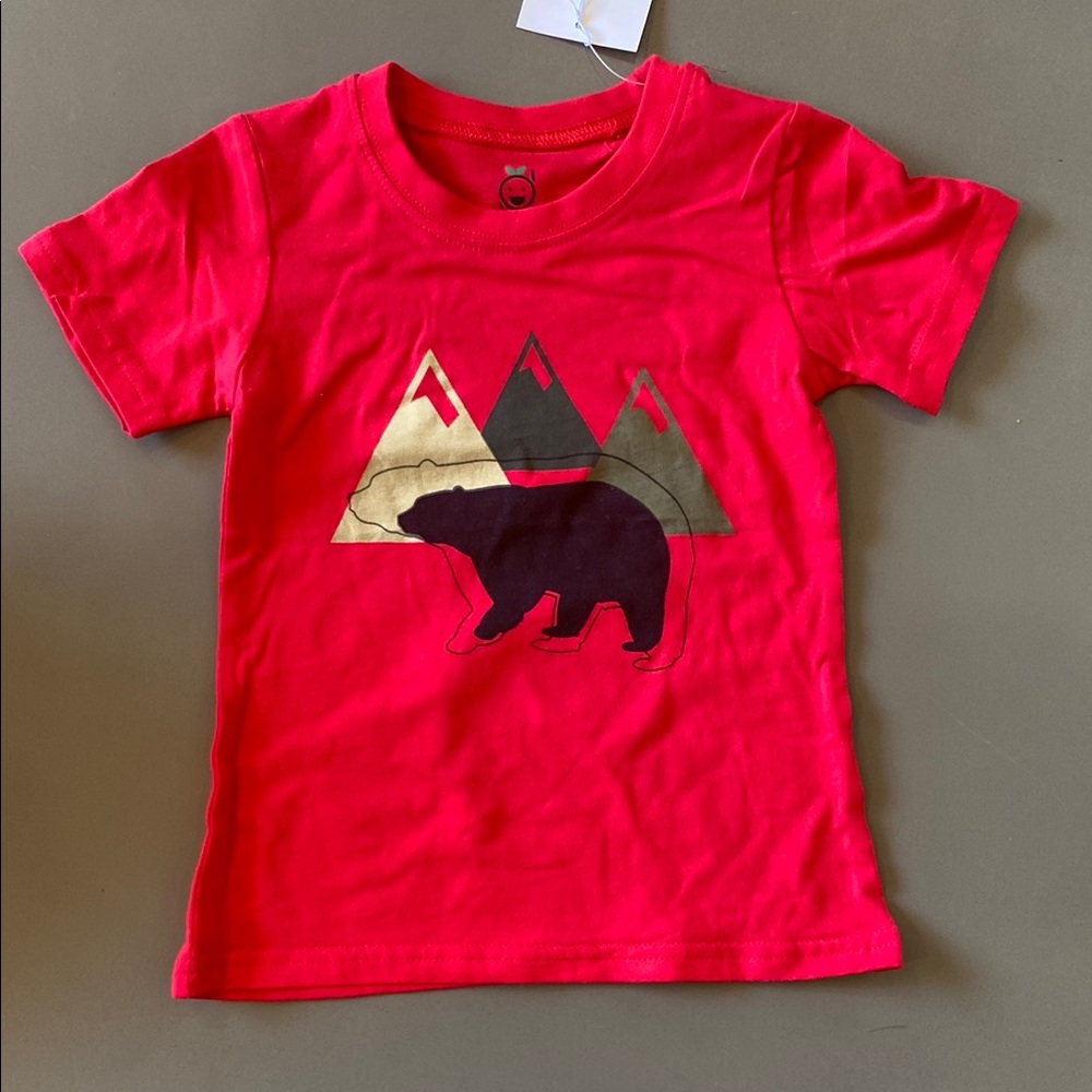 Kids Red Bear Graphic T-Shirt